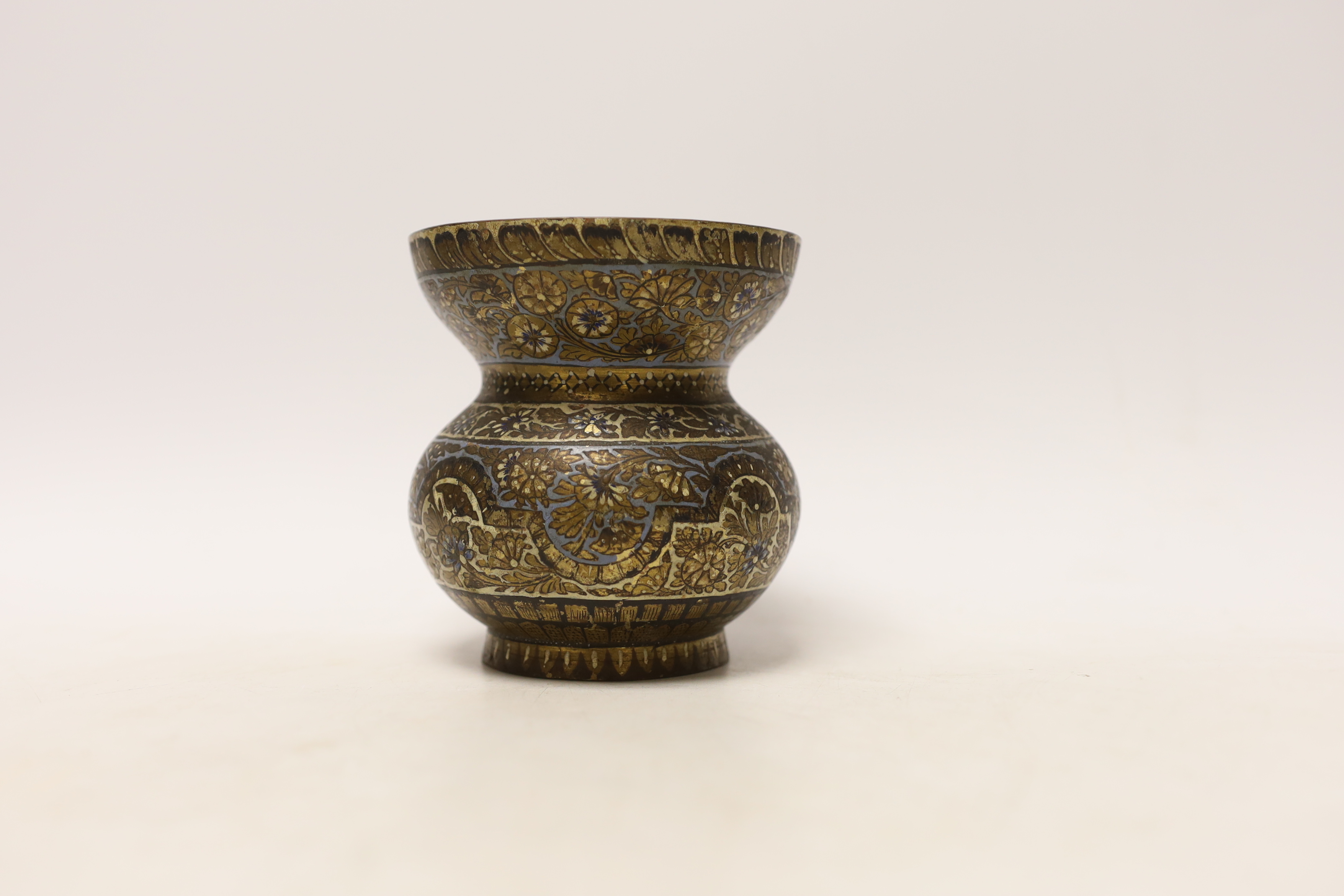An Indian bronze enamelled vase